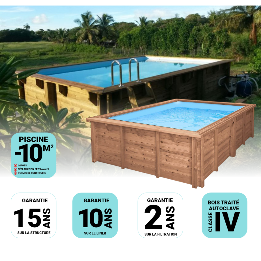 Piscine Bois Luxe Rectangulaire 420x320x145cm