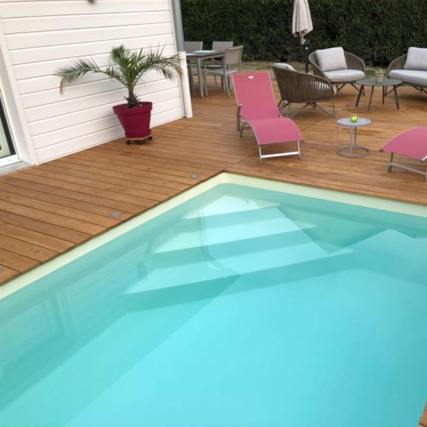 Piscine Bois Luxe Rectangulaire Luxe avec Escalier d'Angle 470x270x145cm