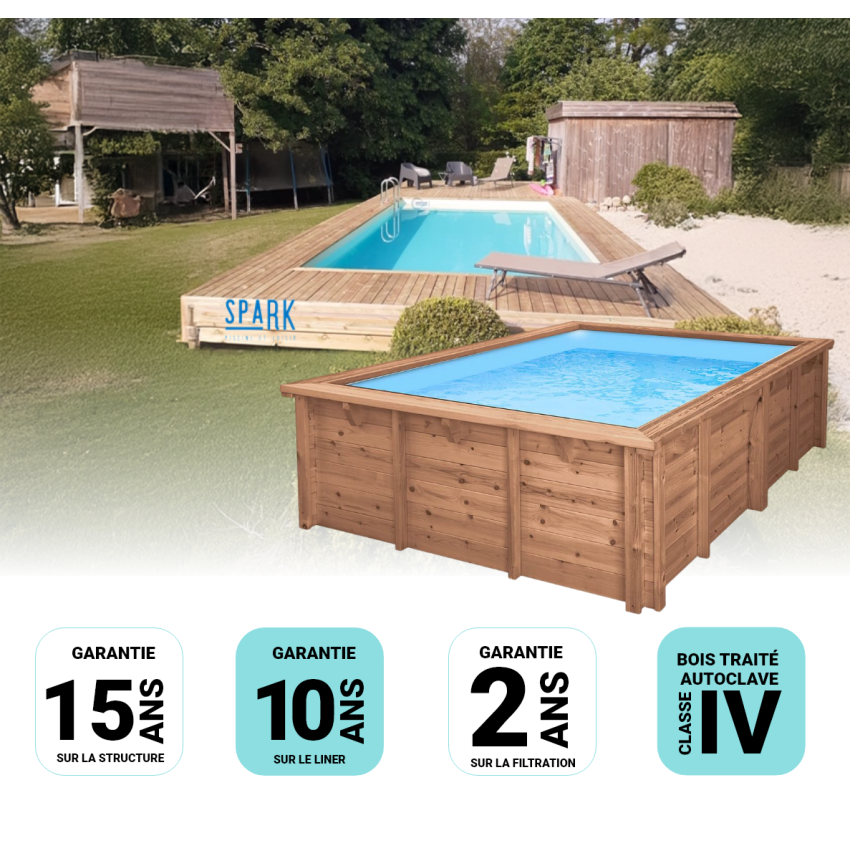 Piscine Bois Lenny Rectangulaire 720x400x145cm