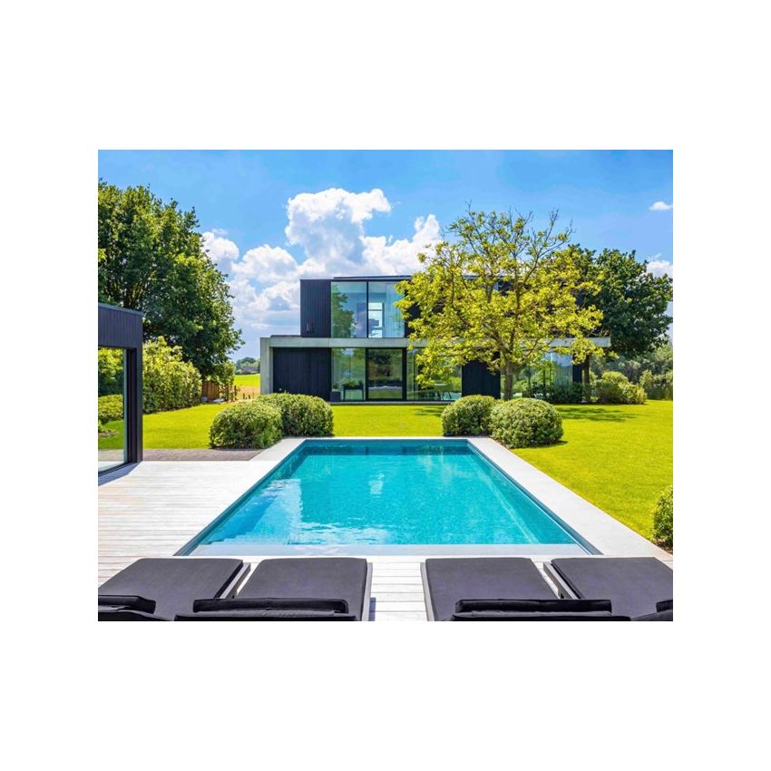 Piscine Bois Diana Rectangulaire avec Plage Immergée + Escalier 820x420x145cm Pierre de Bali