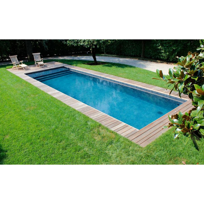 Piscine Bois Supreme Rectangulaire avec Plage Immergée + Escalier 1220x520x145cm