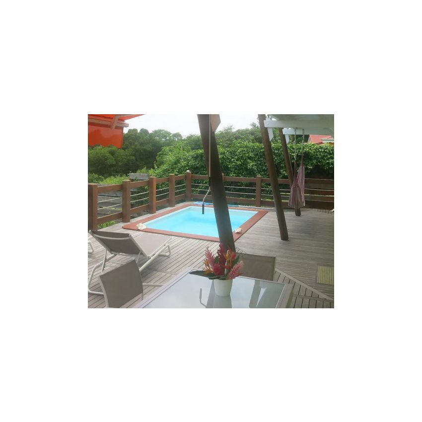 Piscine Bois Anna Carrée avec Plage immergée + Escalier 520x520x145cm