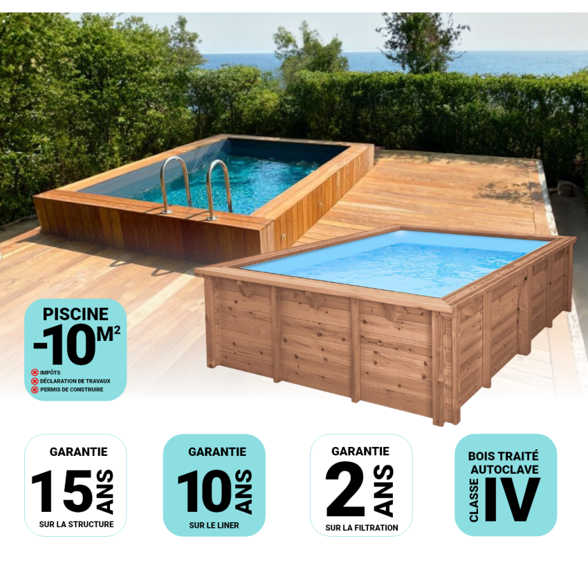 Piscine Bois California Rectangulaire SPARK  Luxe 520x220x131cm