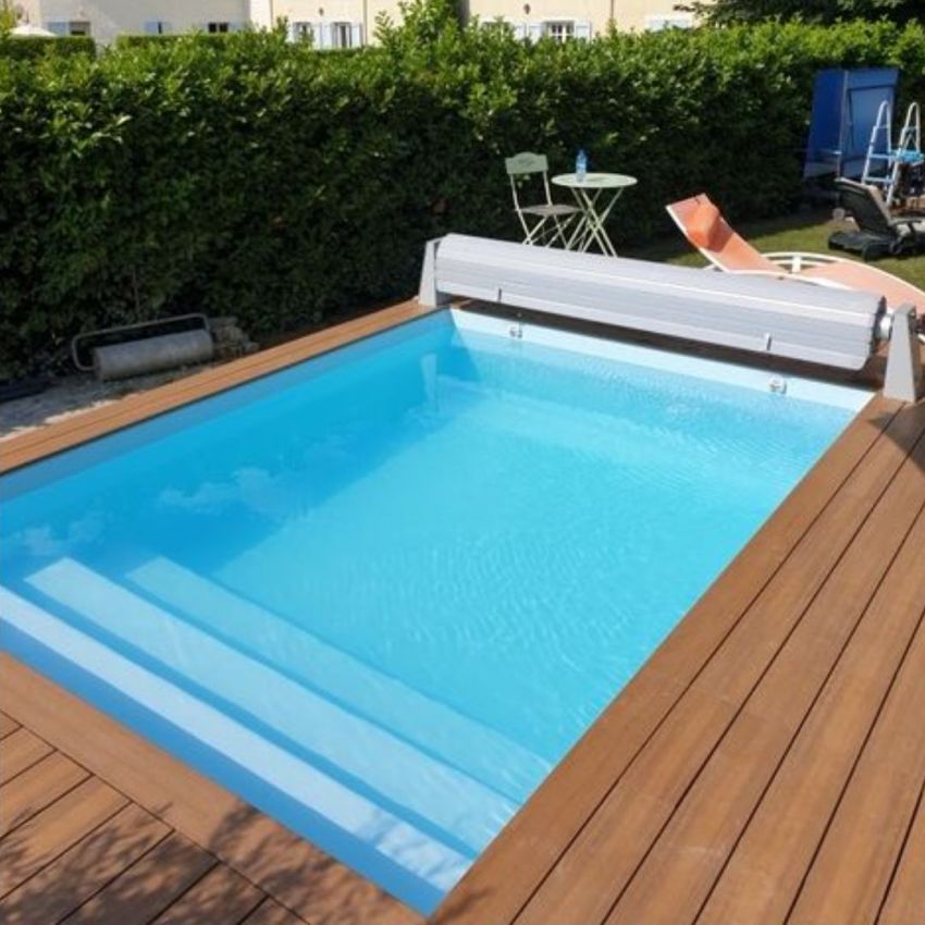 Piscine Bois California Rectangulaire Luxe avec Escalier 520x220x131cm