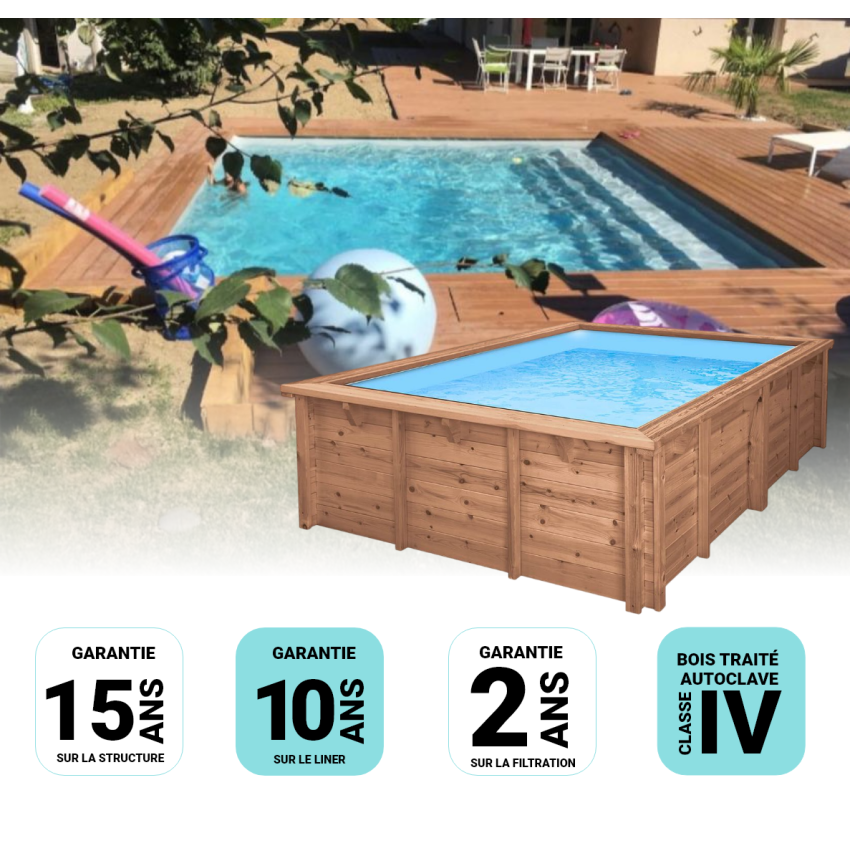 Piscine Bois Capri Carrée 420x420x145cm