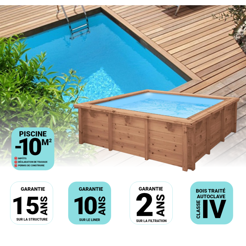 Piscine Bois Tropicana Carrée 320x320x145cm