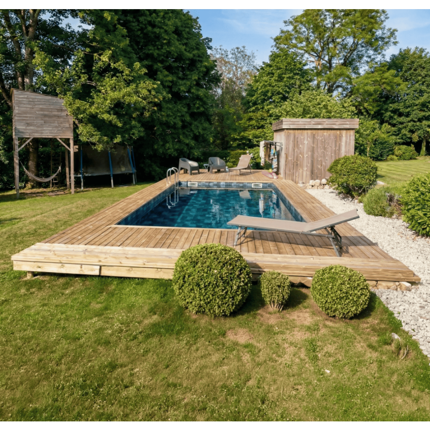 Piscine Bois Luna Rectangulaire 350x270x70cm Pierre de Bali