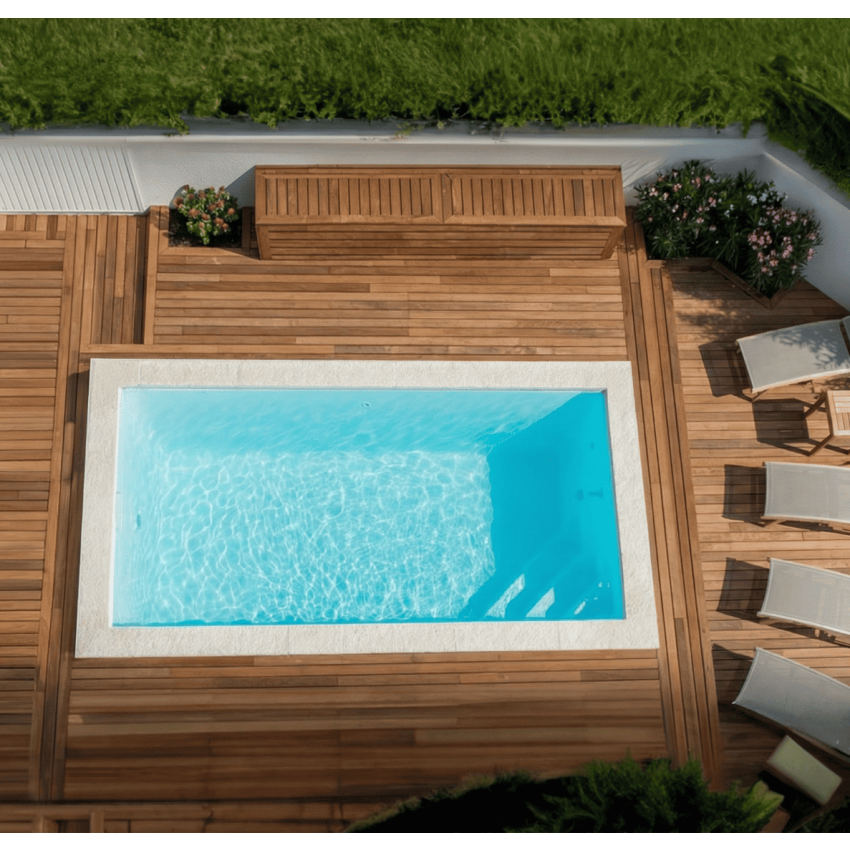 Piscine Bois Luna Rectangulaire avec Escalier d'Angle 350x270x70cm