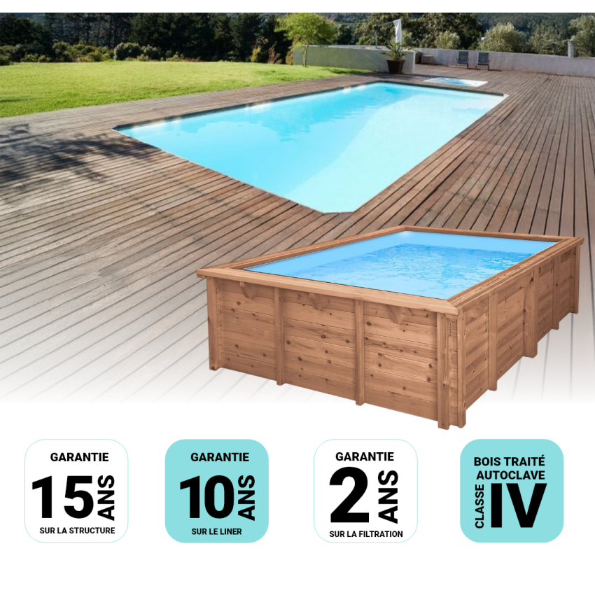 Piscine Bois Luxe Rectangulaire 620x420x145cm