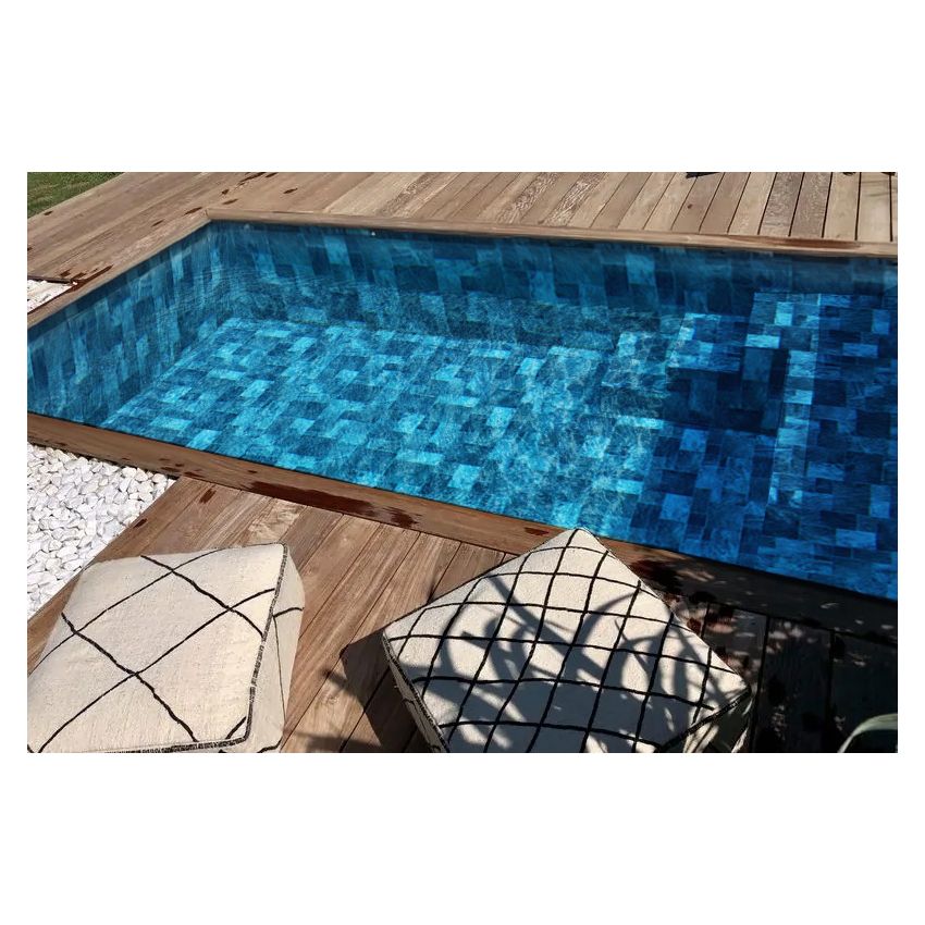 Piscine Bois Luxe Rectangulaire avec Banc et Petit escalier 620x420x145cm Pierre de Bali