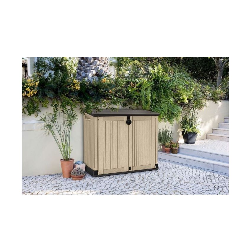 Coffre en résine multifonction 880L beige sans vérins