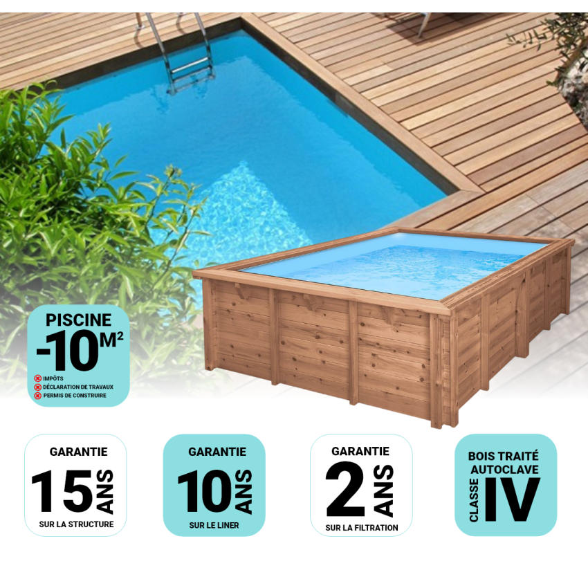 Piscine Bois Carré UBBINK Azura  300x300x126cm