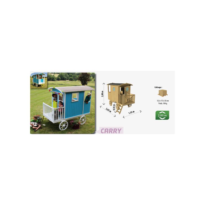 Cabane bois enfant Roulotte Carry Soulet