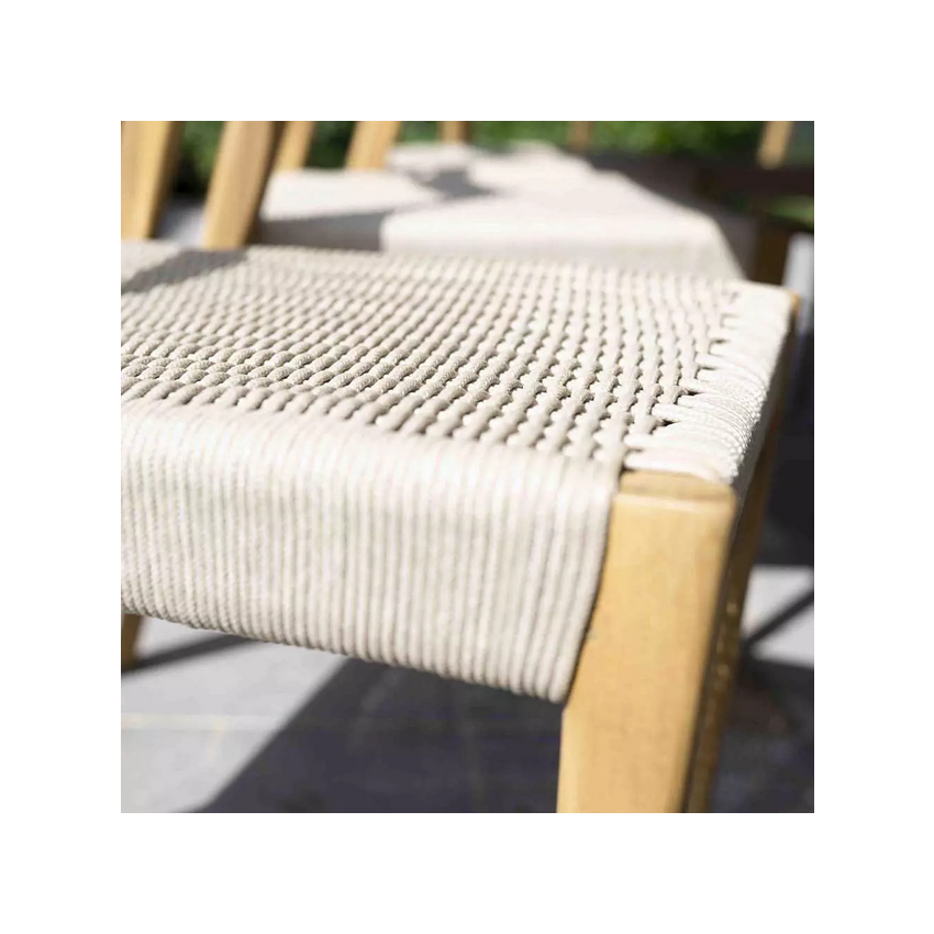 Chaise de jardin CALVI en Teck et cordage Beige
