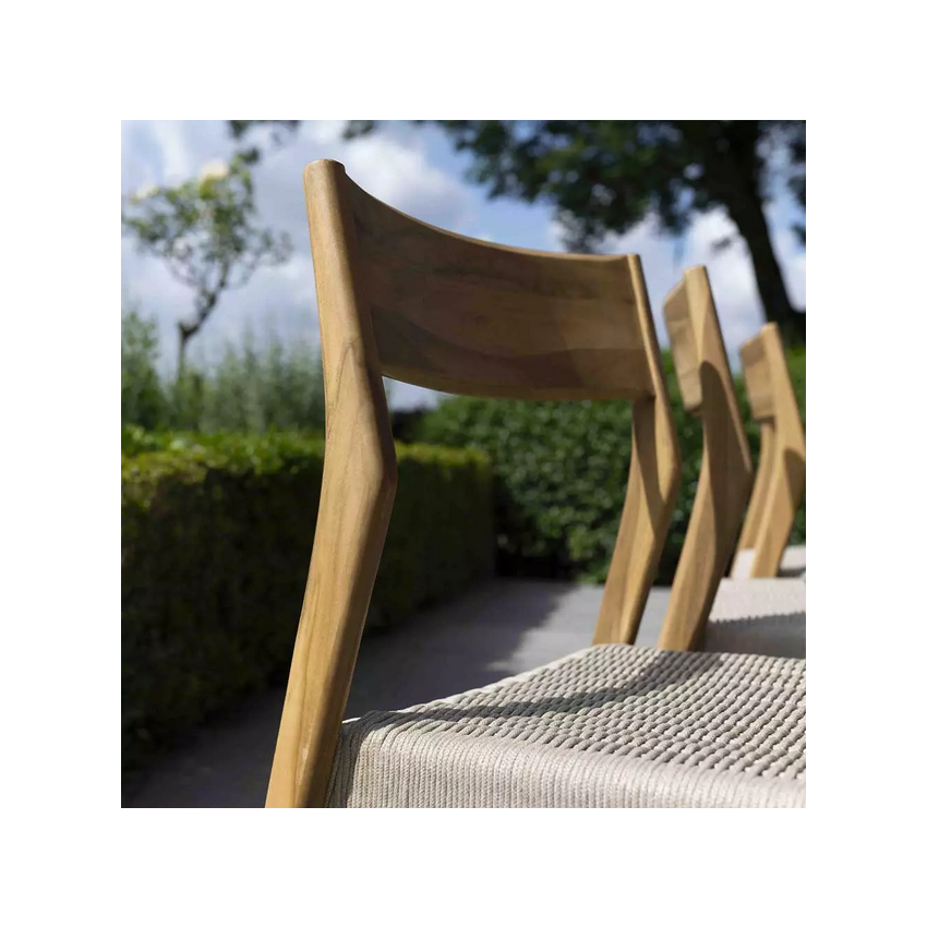 Chaise de jardin CALVI en Teck et cordage Beige
