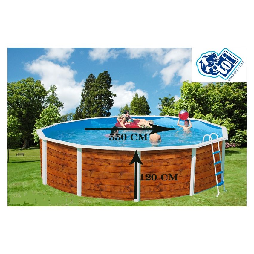 Piscine Ronde ETNICA Acier Aspect Bois 550cm x  H 120cm