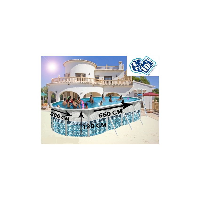 Piscine Allongée MOSAIQUE Acier 550 cm x 366 cm x H 120 cm