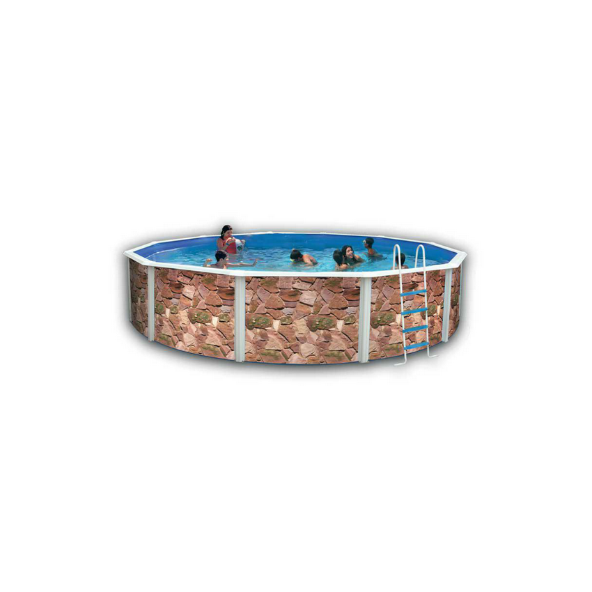 Piscine Ronde ROCALLA Acier Décoration Pierre 640 x 120 cm
