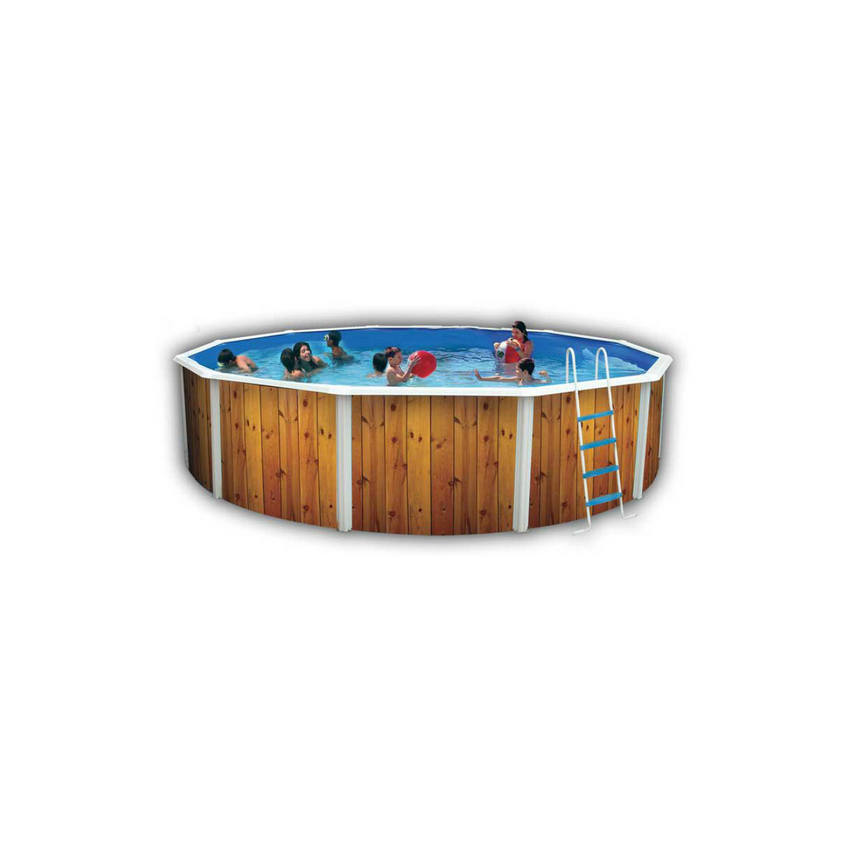 Piscine Ronde VETA Acier Décoration Bois 550 x 120 cm