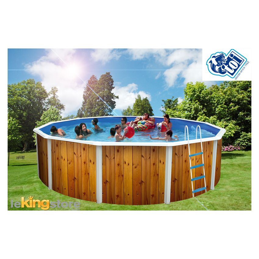 Piscine Ronde VETA Acier Décoration Bois 640 x 120 cm
