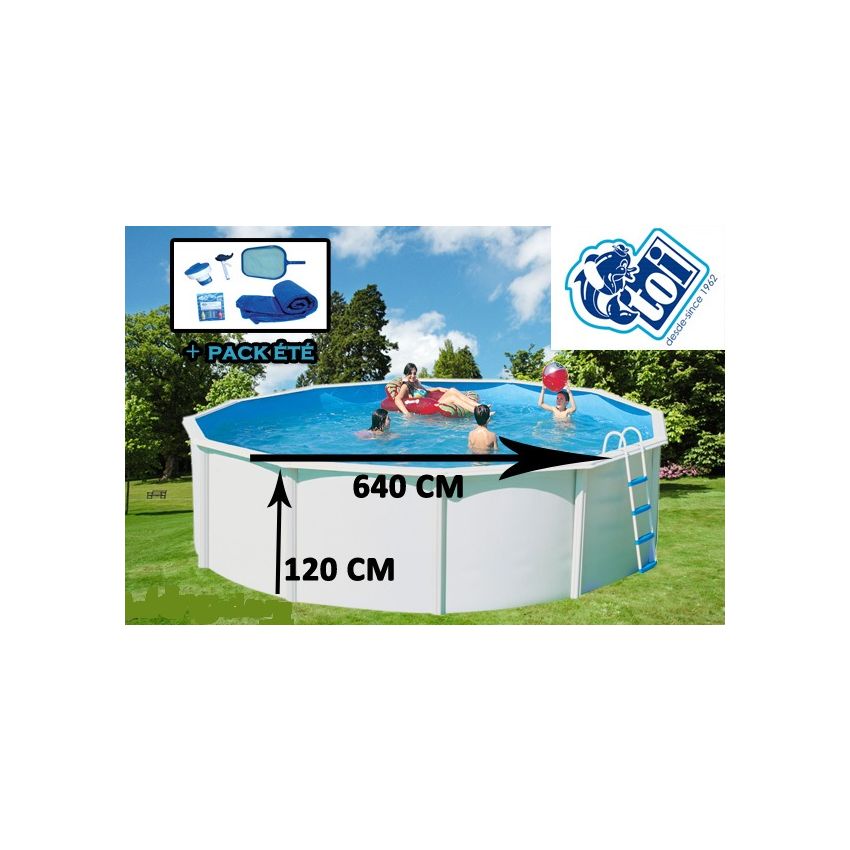 Piscine Ronde CANARIAS Acier 640cm x H 120 cm + Kit Ete