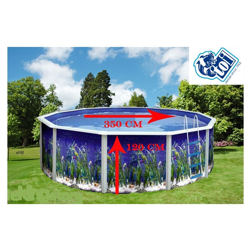 Piscine Ronde OCEANO Acier Décoration Aquatique 350 x 120 cm