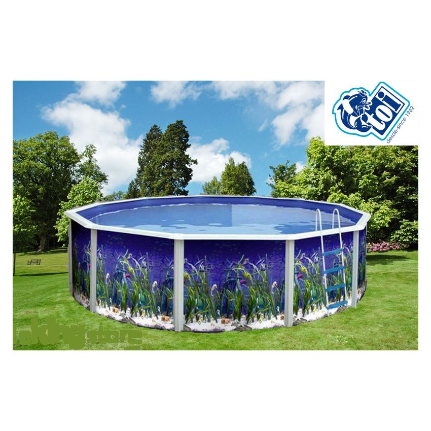 Piscine Ronde OCEANO Acier Décoration Aquatique 350 x 120 cm