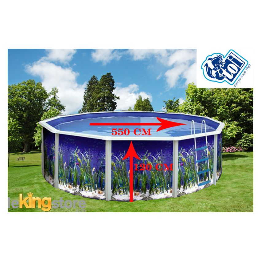 Piscine Ronde OCEANO Acier Décoration Aquatique 550 x 120 cm