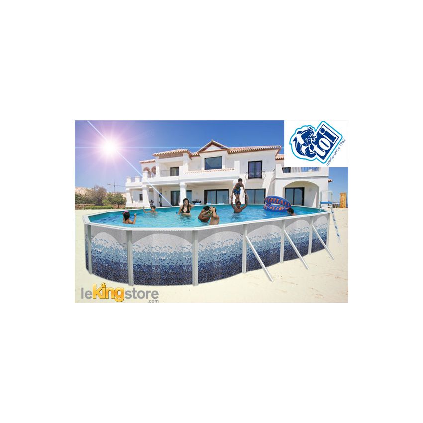 Piscine Allongée TRENCADIS Acier Décoration Mosaïque 550 x 366 x 120 cm