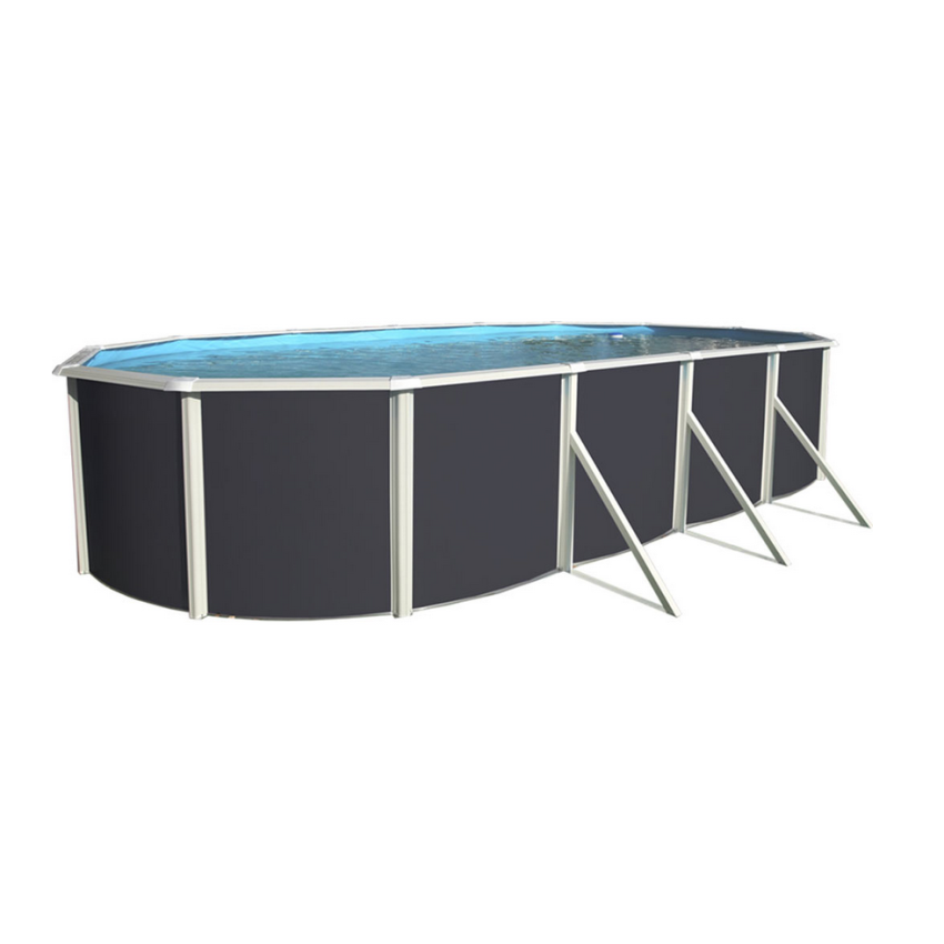 Piscine acier allongée MALLORCA ANTHRACITE 915 x 457 x 120 cm