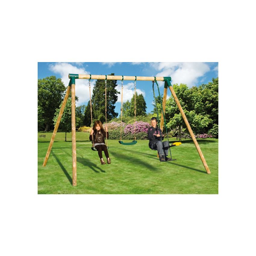 Portique en Bois APACHE 2 balançoires + 1 vis-a-vis L315xP260