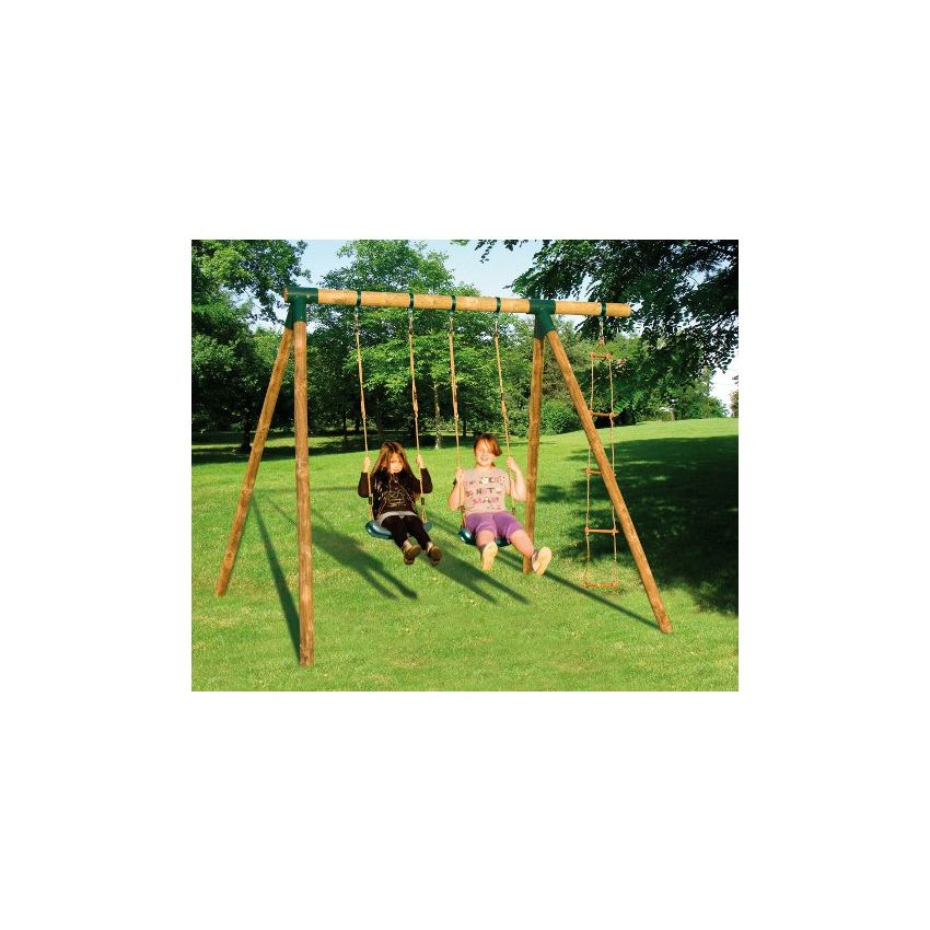Portique en Bois CHEYENNE 2 balançoires + 1 échelle L270xP260