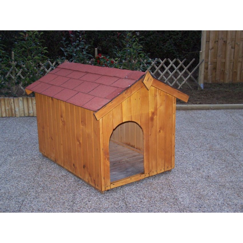 Niche pour moyen et grand chien en bois brut 80x120x85cm