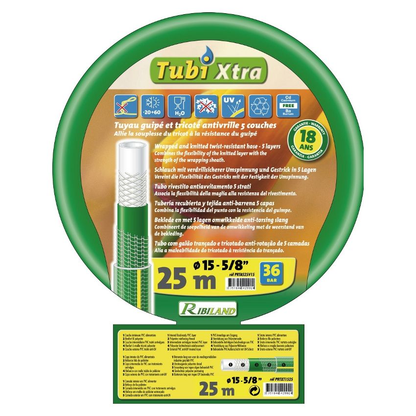 Tuyau Tricoté Guipé Antivrille 6 couches 25m D.15mm