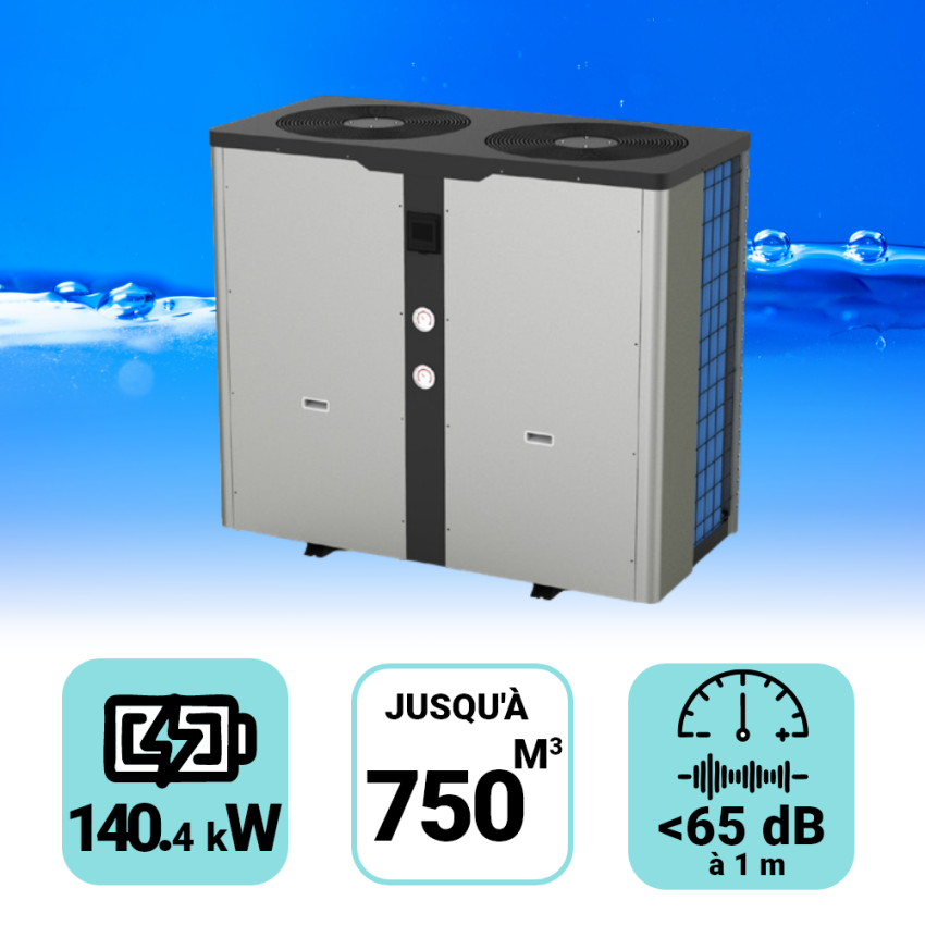 Pompe à chaleur Pro 140.4 kW pour piscine de 750m3