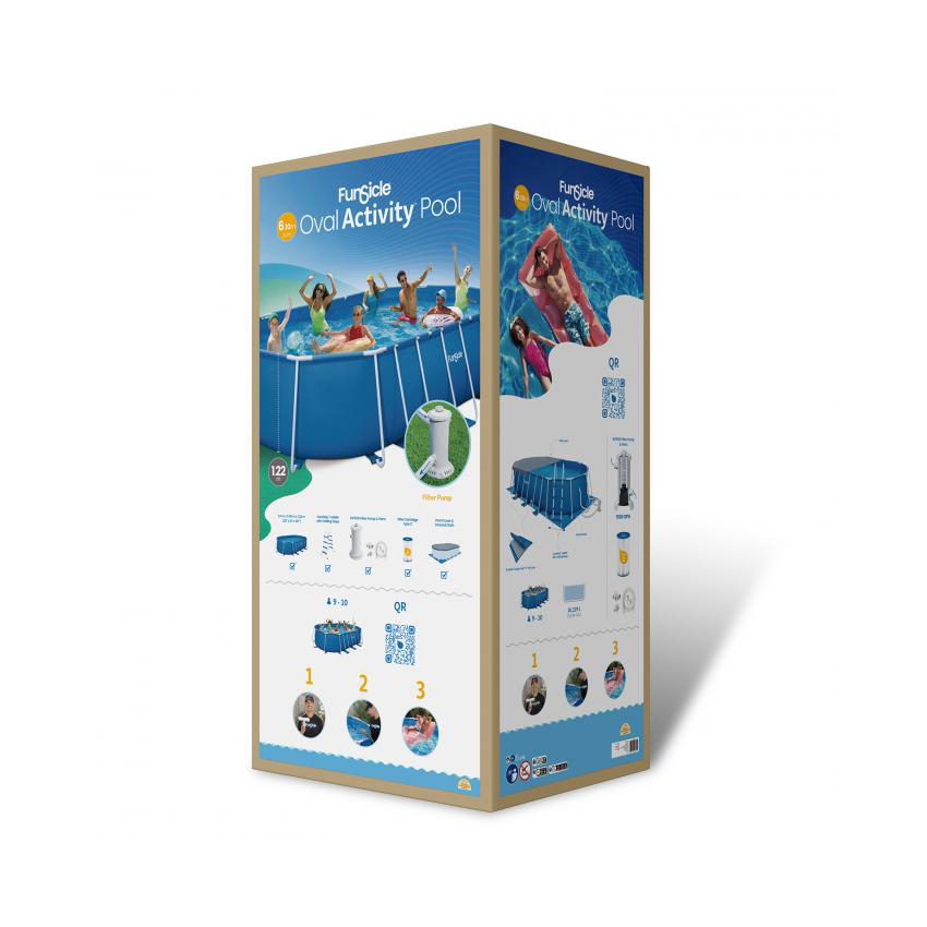 Piscine Tubulaire Rectangulaire Funsicle 6.10 x 3.66 x 1.22 m – Kit Complet