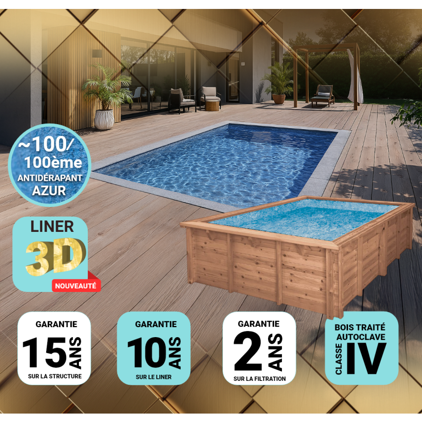 Piscine bois UBBINK PREMIUM 505x350x126cm Liner Relief 3D