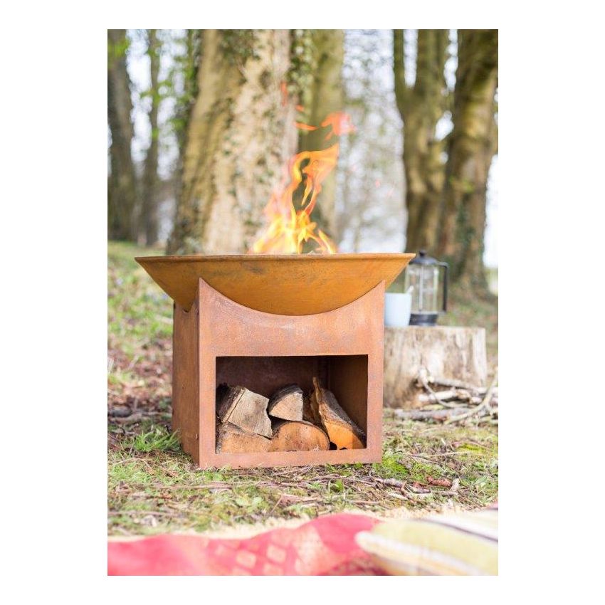 Brasero BOMBAY Rond Aspect Oxydée Ø56x40cm