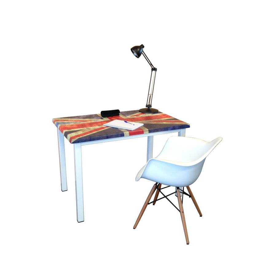 Bureau 110x70 cm Décor Kingdom Pied Blanc
