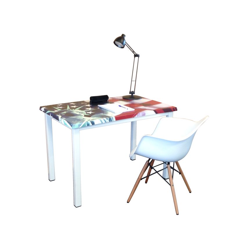 Bureau 110x70 cm Décor Liberty Pied Blanc