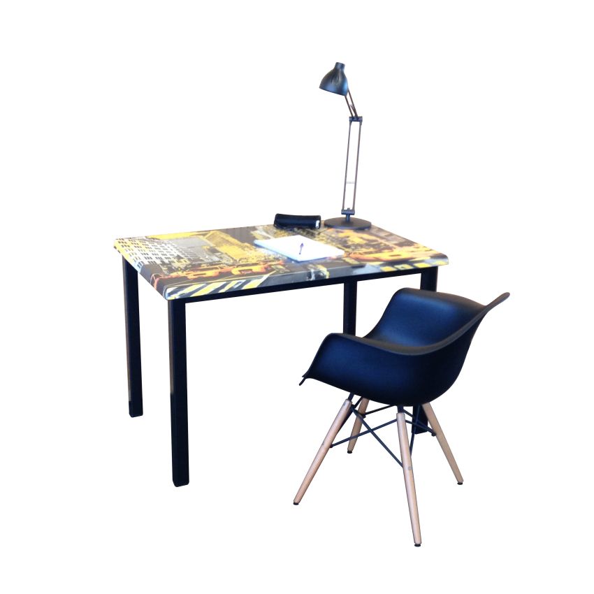 Bureau 110x70 cm Décor New York Pied Noir