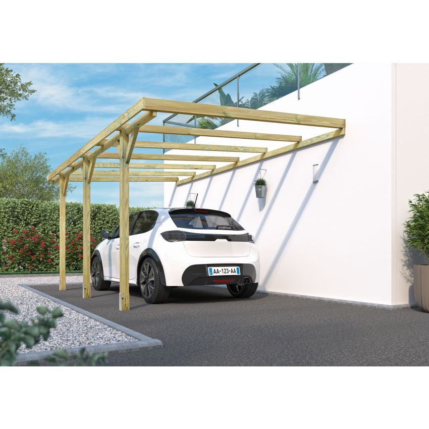 Carport Adossable Bois Autoclavé GUS 16m2