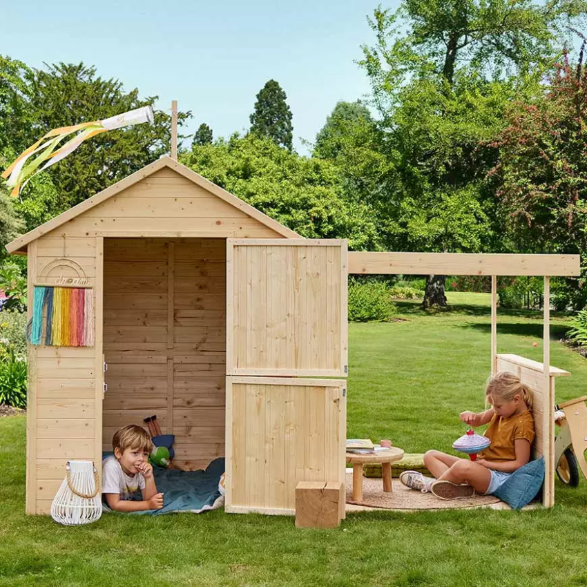 Cabane en Bois avec pergola pour enfants EUGENIE