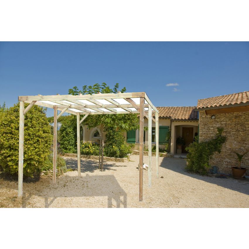 Carport Bois Autoclavé 15m² Toit Plat