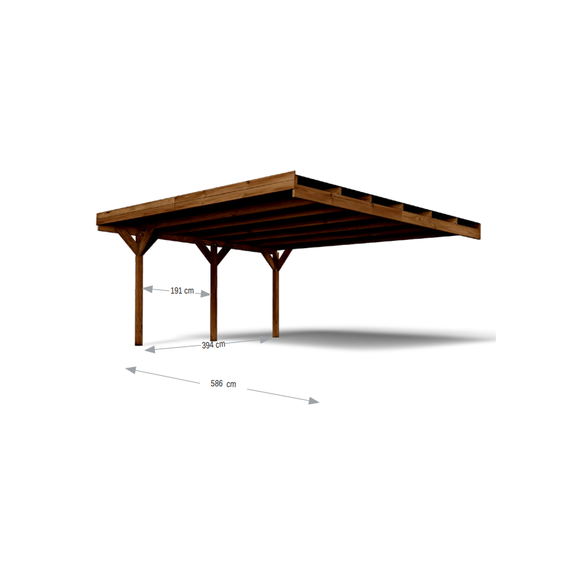 Carport Double Adossable Bois Autoclavé VICTOR 30.6m2