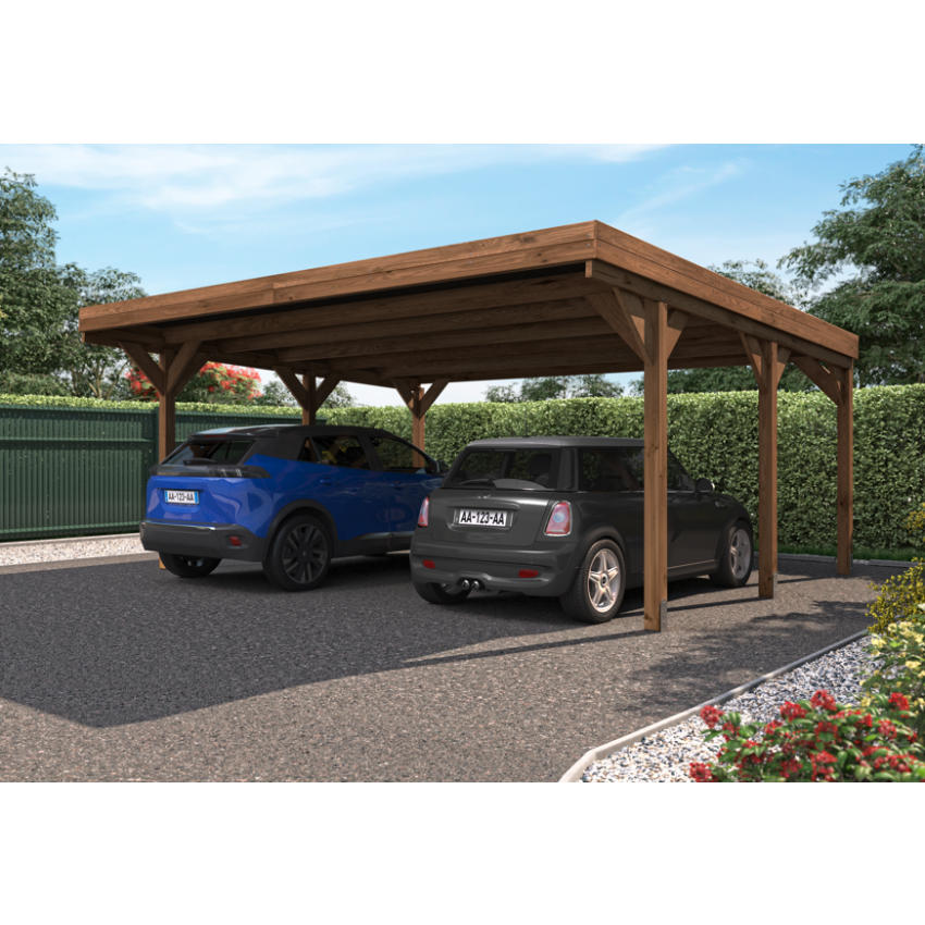 Carport Double Bois Autoclavé VICTOR 30.7m2
