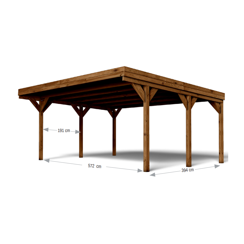 Carport Double Bois Autoclavé VICTOR 30.7m2