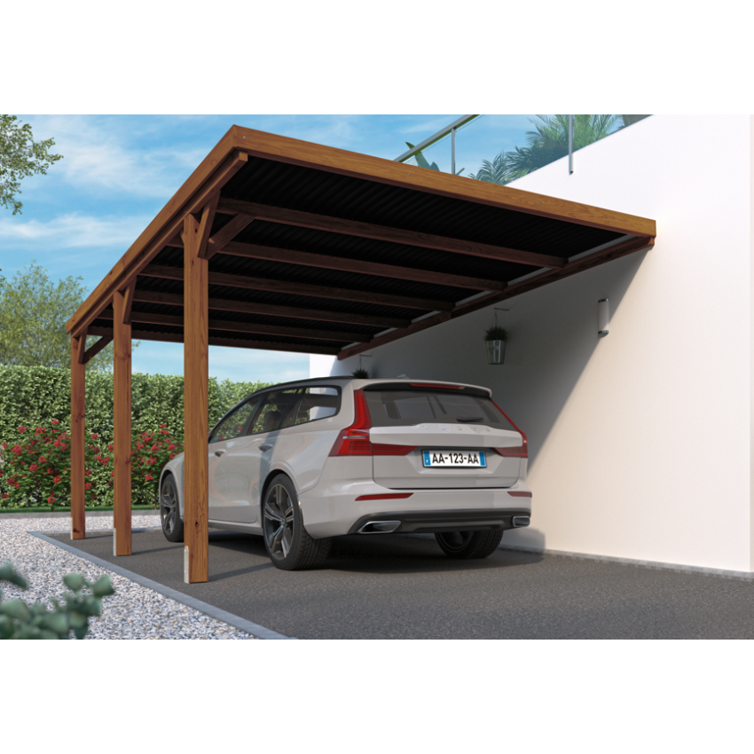 Carport Adossable Bois Autoclavé VICTOR 16.4m2