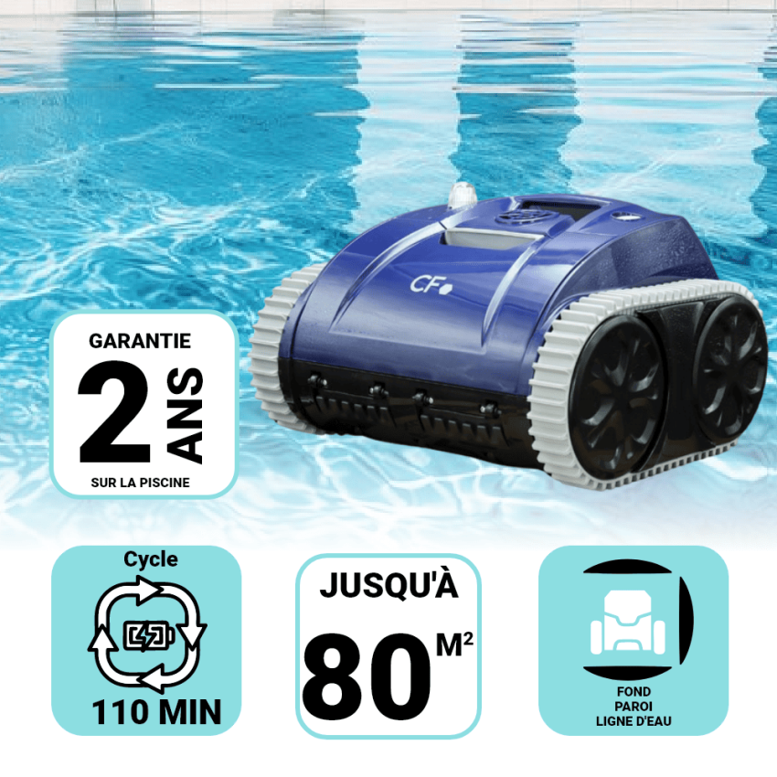 Robot piscine Fond Paroi Ligne d'eau ORCA 200 Sans Fil
