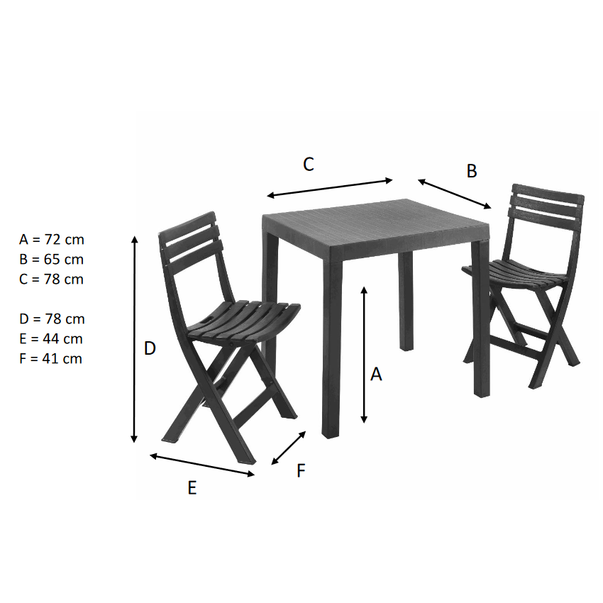 Ensemble de Balcon CLUB en Résine recyclée Anthracite 